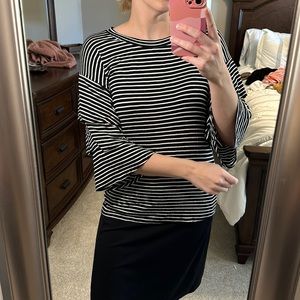 Black and white knit stripe top
